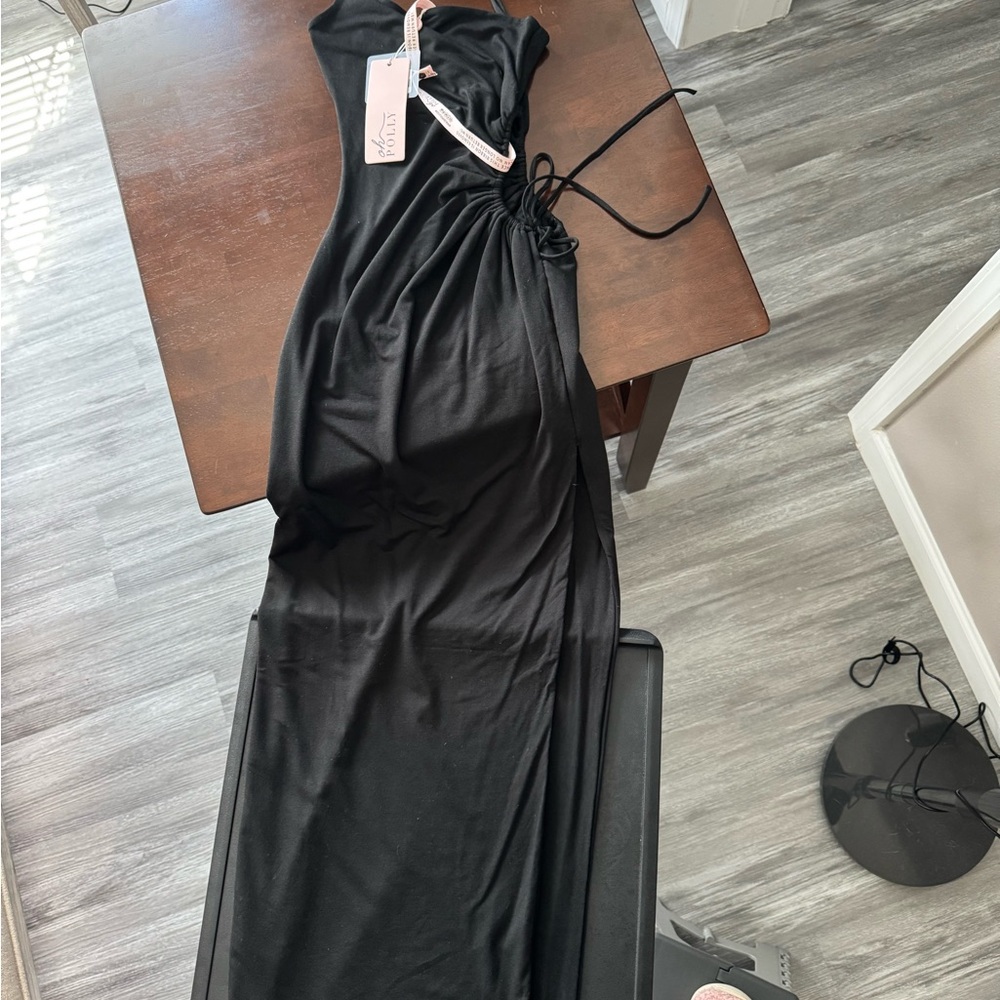 Oh Polly One Shoulder Black Dress